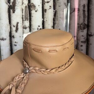 Elegant Tan Braided leather Western Hat